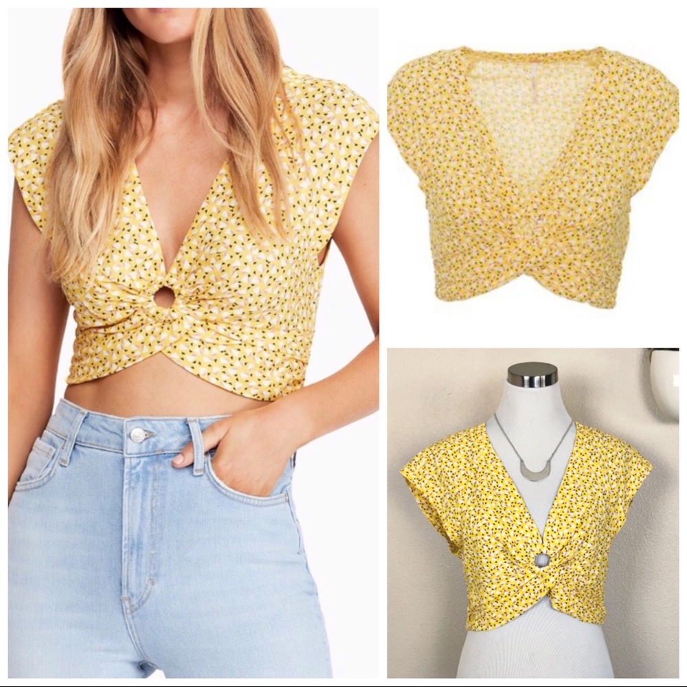 ✖️SOLD✖️•FREE PEOPLE• Havana Honey Linen Crop Top - Picture 8 of 8